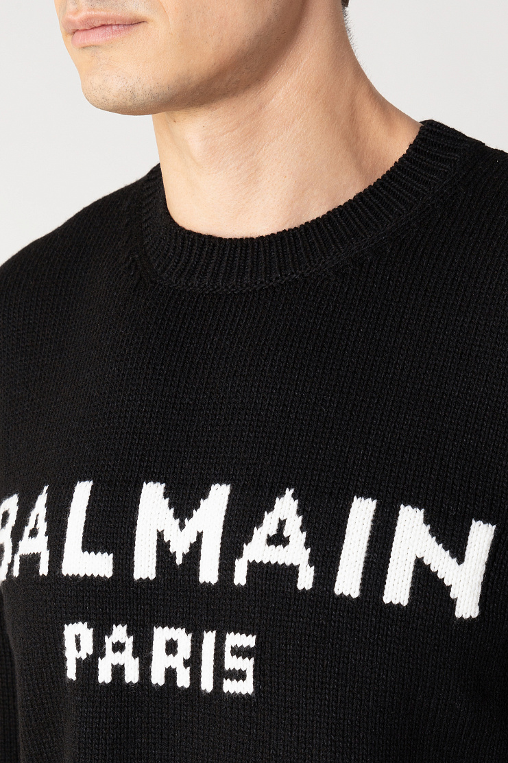 Черный мужской джемпер Balmain, купить по цене 114 960 ₽ в