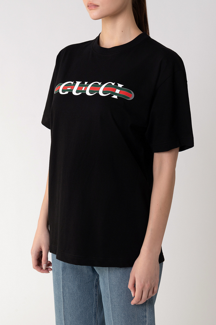 Черная женская футболка Gucci, купить по цене 65 640 ₽ в интернет