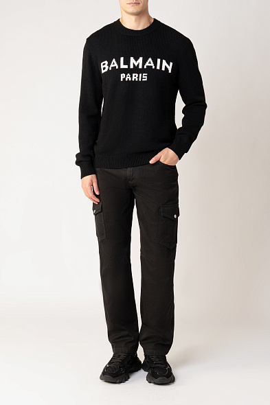 バルマン BALMAIN ニットジャケット ブラック サイズ感M相当 美品 中古・古着通販】BALMAIN (バルマン) ニット ブラック サイズ:SIZE L